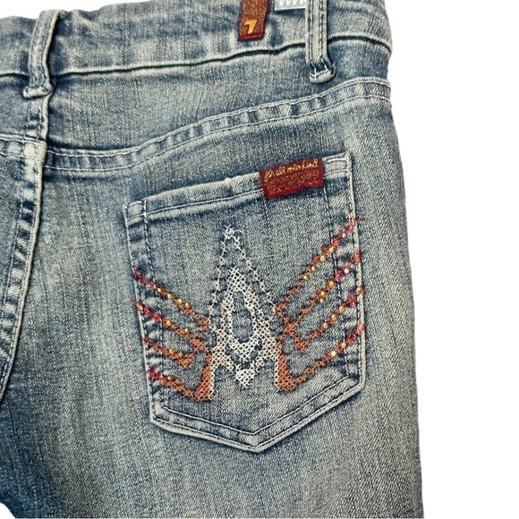 7 For All Mankind A Pocket Embroidered Crystal Cropped Skinny Jeans Size 27 - Picture 6 of 11